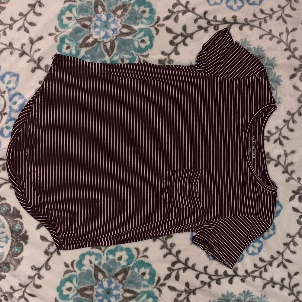 Purple & White Striped Shirt w/ a Pocket!